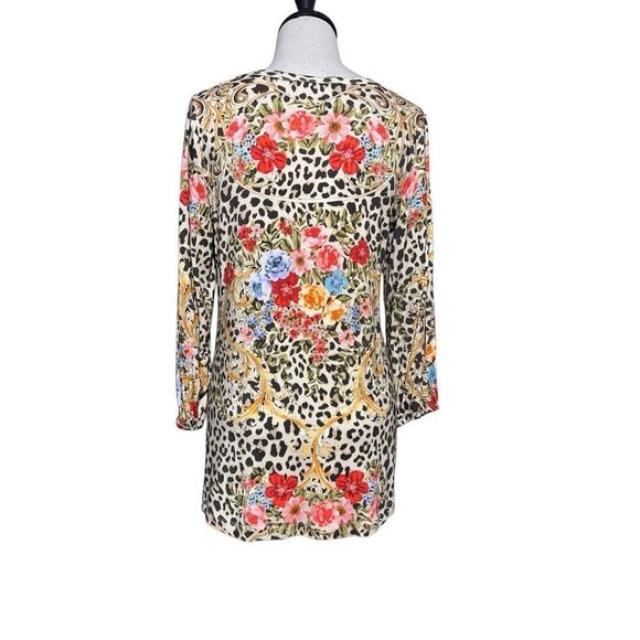 Johnny Was Bohemian NWT Cheetah Puff Sleeve Top Style T18922-8 Size Small - Picture 3 of 5